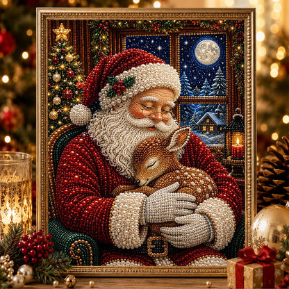 Santa Cradling a Sleeping Fawn pearl painting – image 2