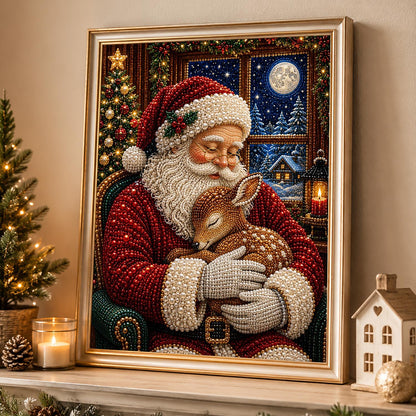 Santa Cradling a Sleeping Fawn pearl painting – image 4