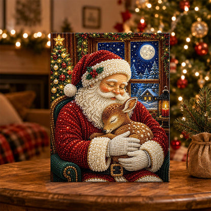 Santa Cradling a Sleeping Fawn pearl painting – image 5