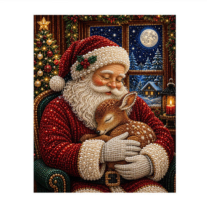 Santa Cradling a Sleeping Fawn pearl painting – image 11