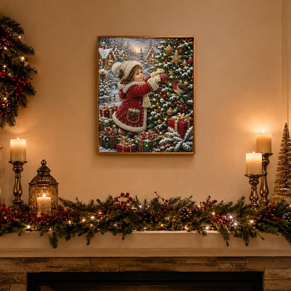 Robin and Child at the Tree pearl painting – image 3