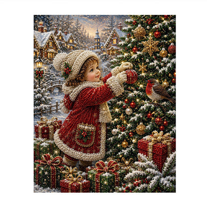 Robin and Child at the Tree pearl painting – image 11