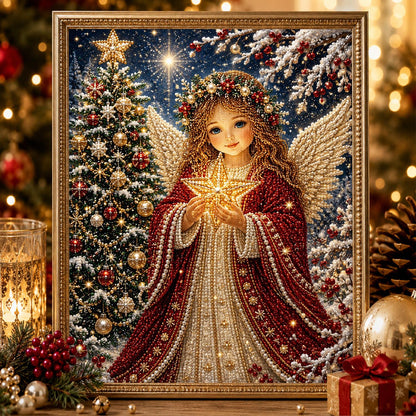 Angel Cradling a Golden Star pearl painting – image 2