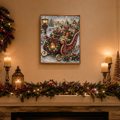 Lantern Sleigh Piled with Gifts pearl painting – image 3