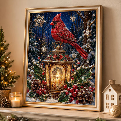 Cardinal Atop a Candle Lantern pearl painting – image 4