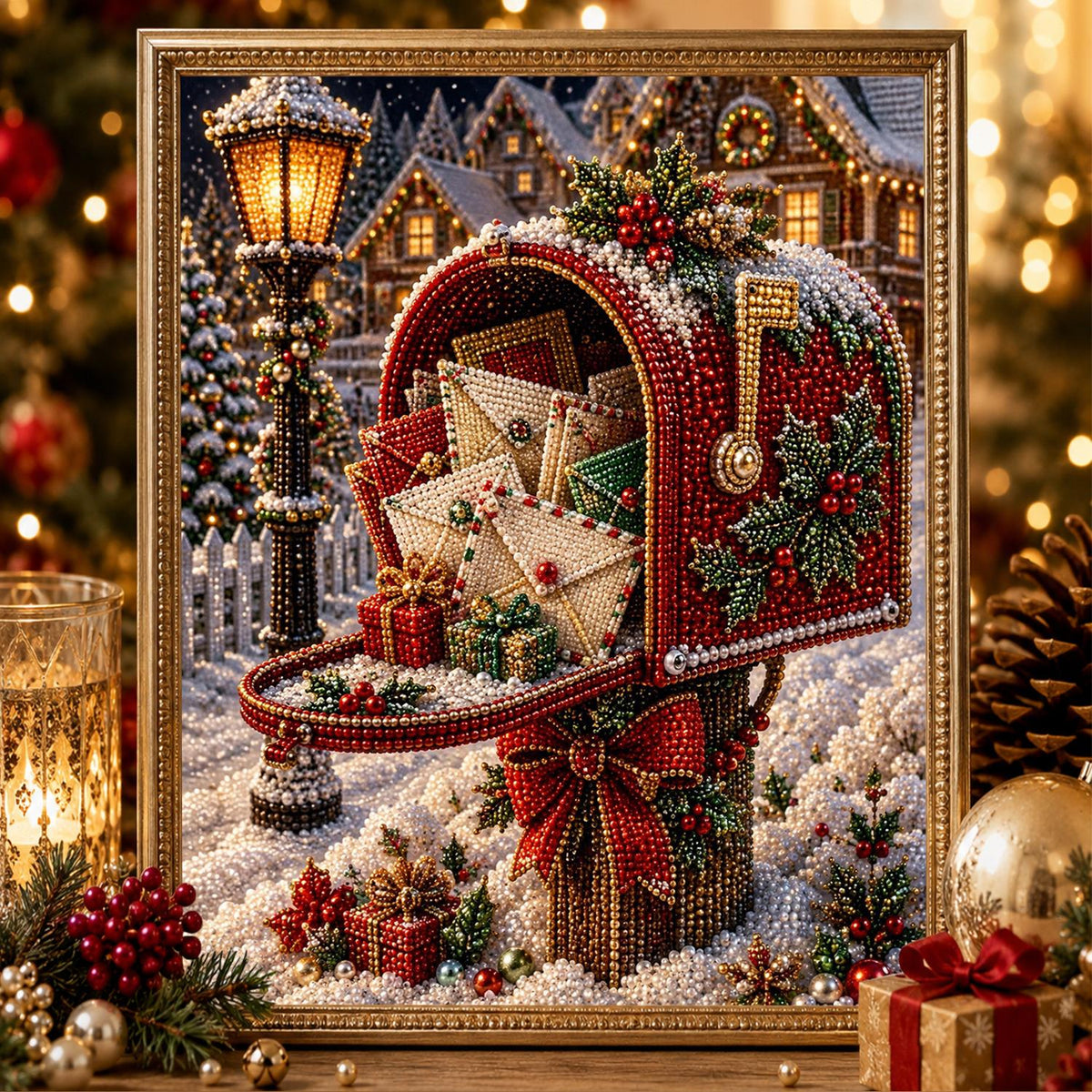 Letter-Stuffed Red Mailbox pearl painting – image 2