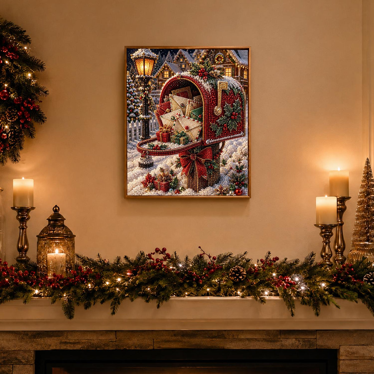 Letter-Stuffed Red Mailbox pearl painting – image 3