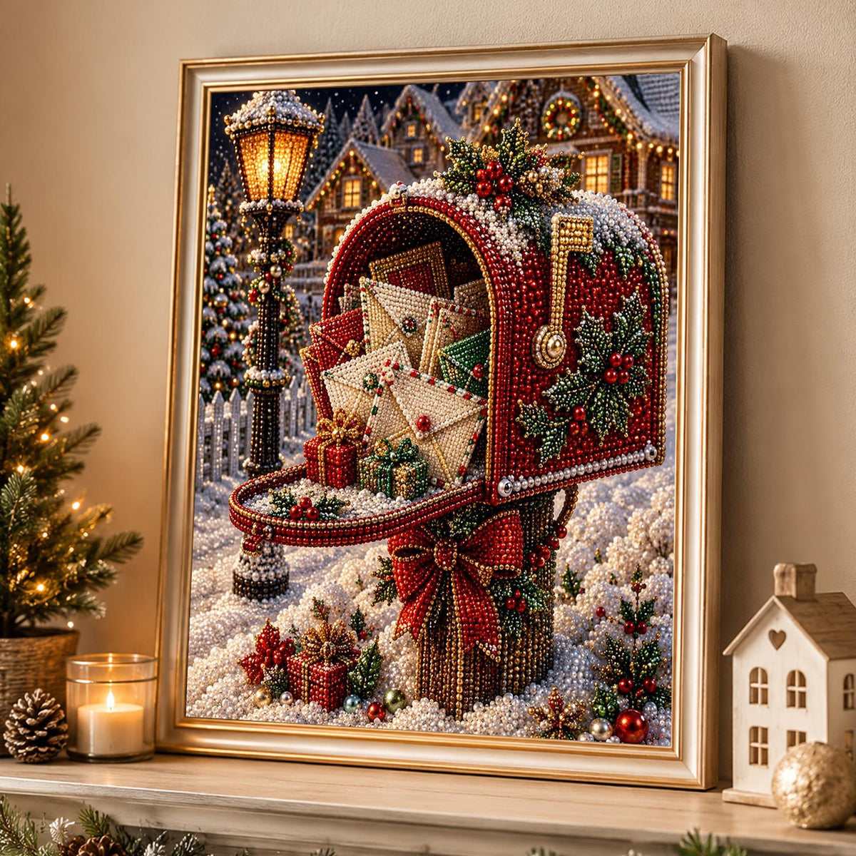 Letter-Stuffed Red Mailbox pearl painting – image 4