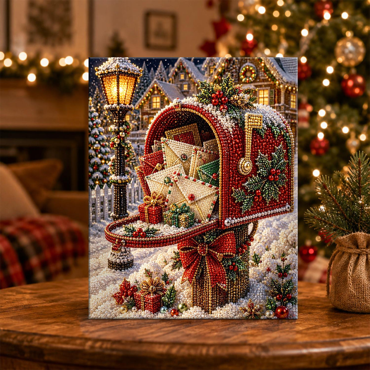 Letter-Stuffed Red Mailbox pearl painting – image 5