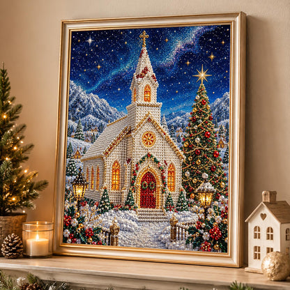 White Chapel on a Starry Night pearl painting – image 4