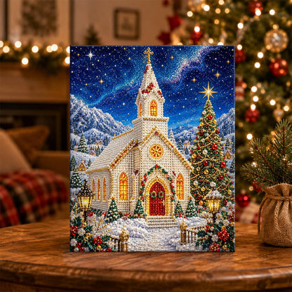 White Chapel on a Starry Night pearl painting – image 5