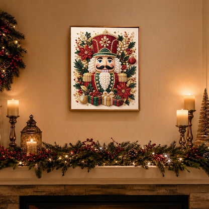 Poinsettia Nutcracker Soldier pearl painting – image 3