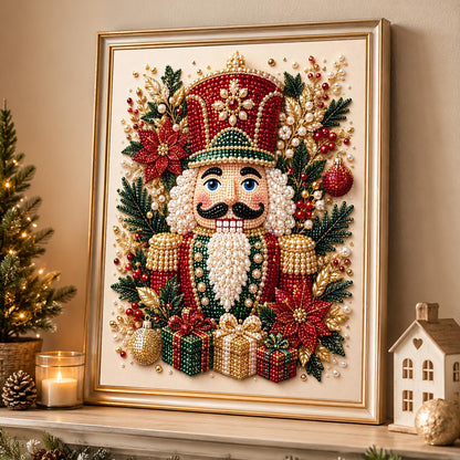 Poinsettia Nutcracker Soldier pearl painting – image 4