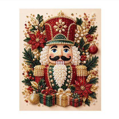 Poinsettia Nutcracker Soldier pearl painting – image 11