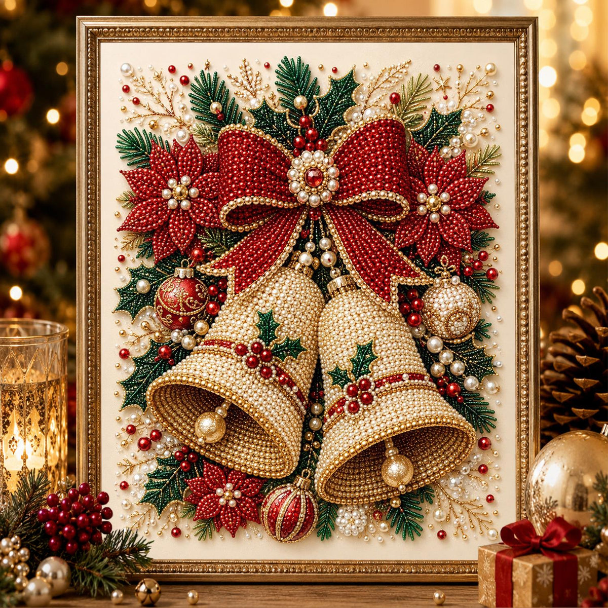 Twin Bells on a Cream Ground pearl painting – image 2