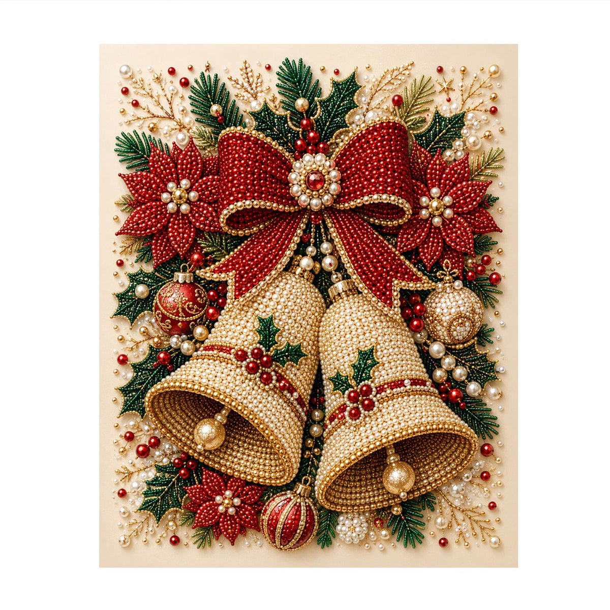 Twin Bells on a Cream Ground pearl painting – image 11