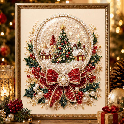 Snow Globe with a Tiny Village pearl painting – image 2