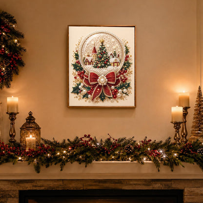 Snow Globe with a Tiny Village pearl painting – image 3