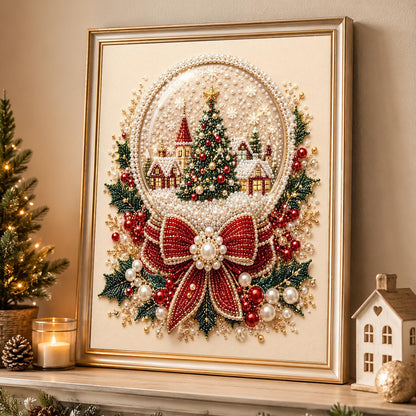 Snow Globe with a Tiny Village pearl painting – image 4
