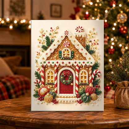 Gingerbread House with Red Door pearl painting – image 5