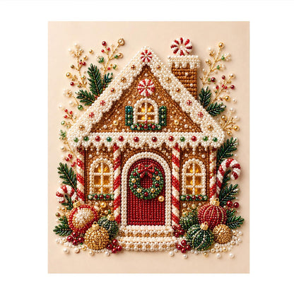 Gingerbread House with Red Door pearl painting – image 11