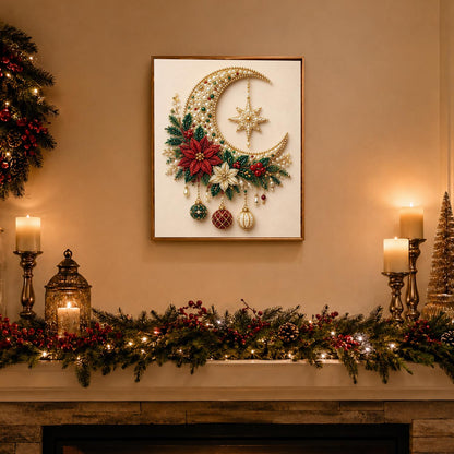 Gold Crescent with Hanging Star pearl painting – image 3
