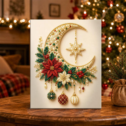 Gold Crescent with Hanging Star pearl painting – image 5