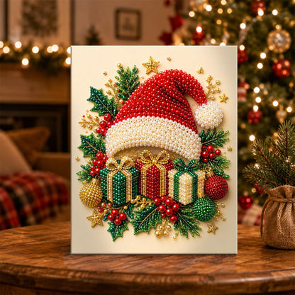 Santa Hat on a Gift Pile pearl painting – image 5