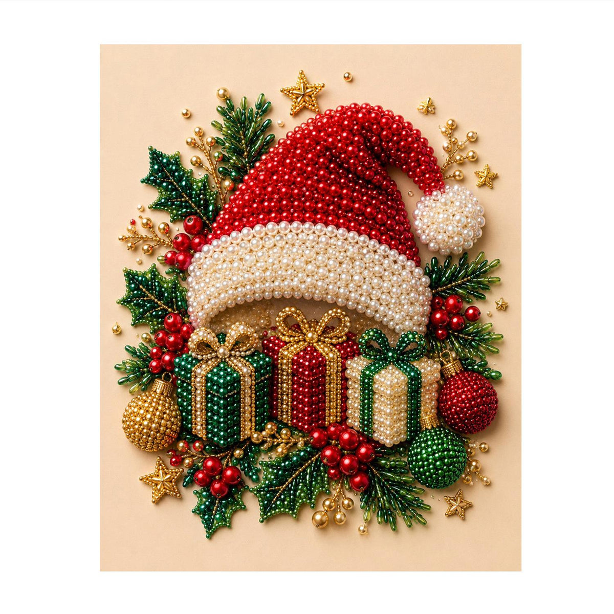 Santa Hat on a Gift Pile pearl painting – image 11