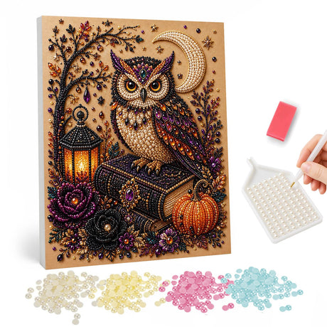 Halloween Jeweled Owl pearl painting – image 1