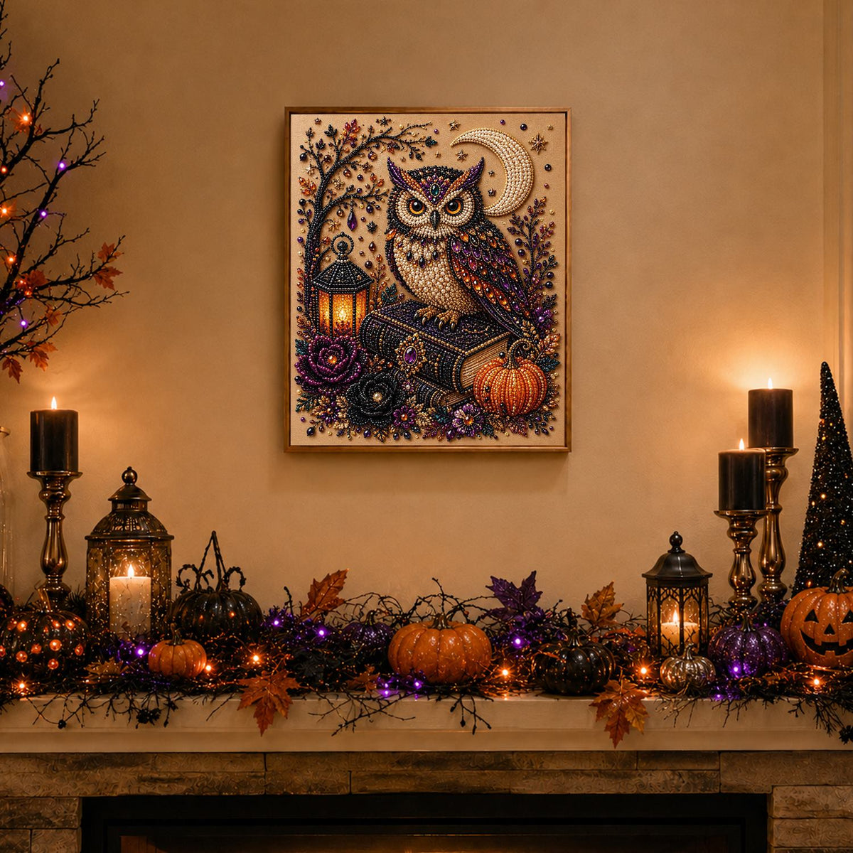 Owl on a Spellbook pearl painting – image 3