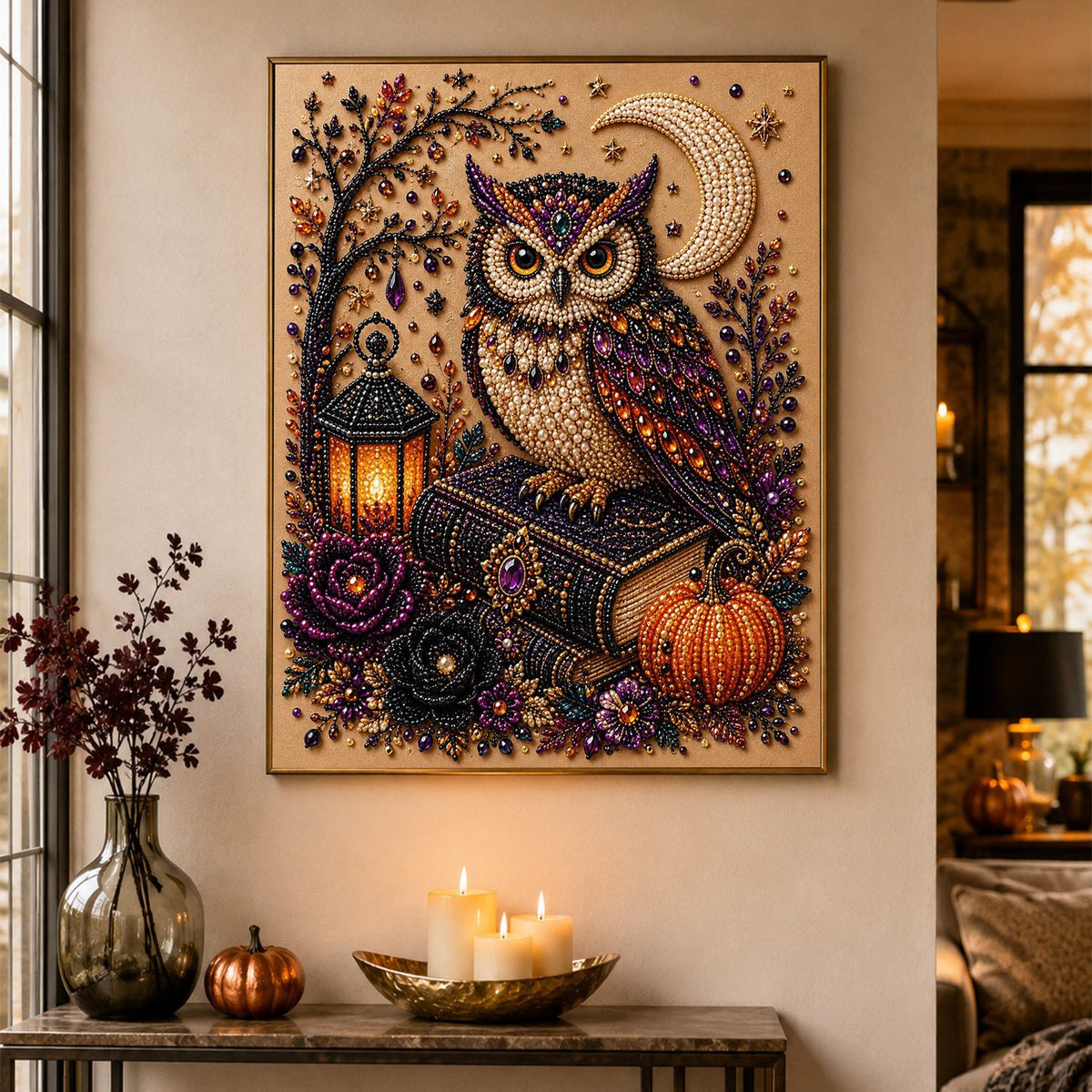 Owl on a Spellbook pearl painting – image 4