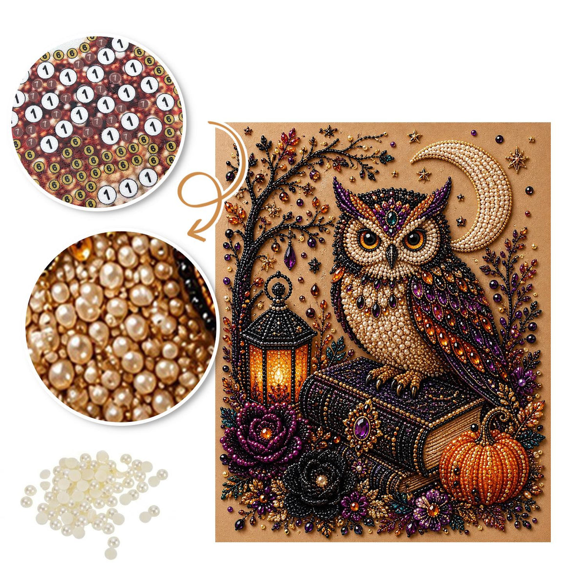 Owl on a Spellbook pearl painting – image 6