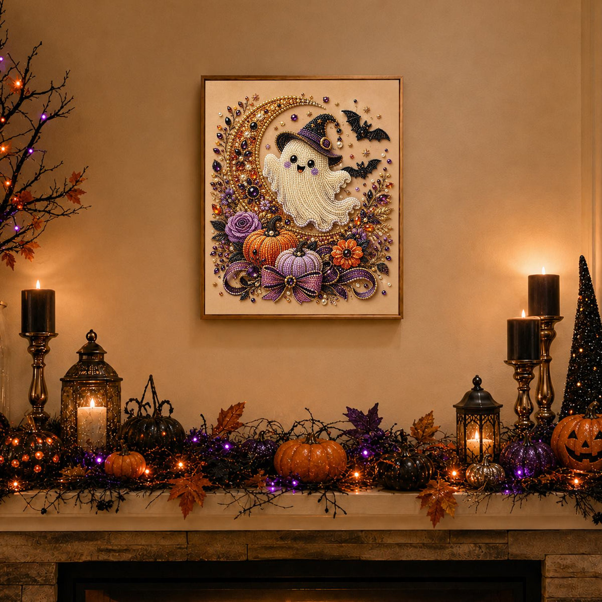 Ghost Cradled in the Crescent pearl painting – image 3