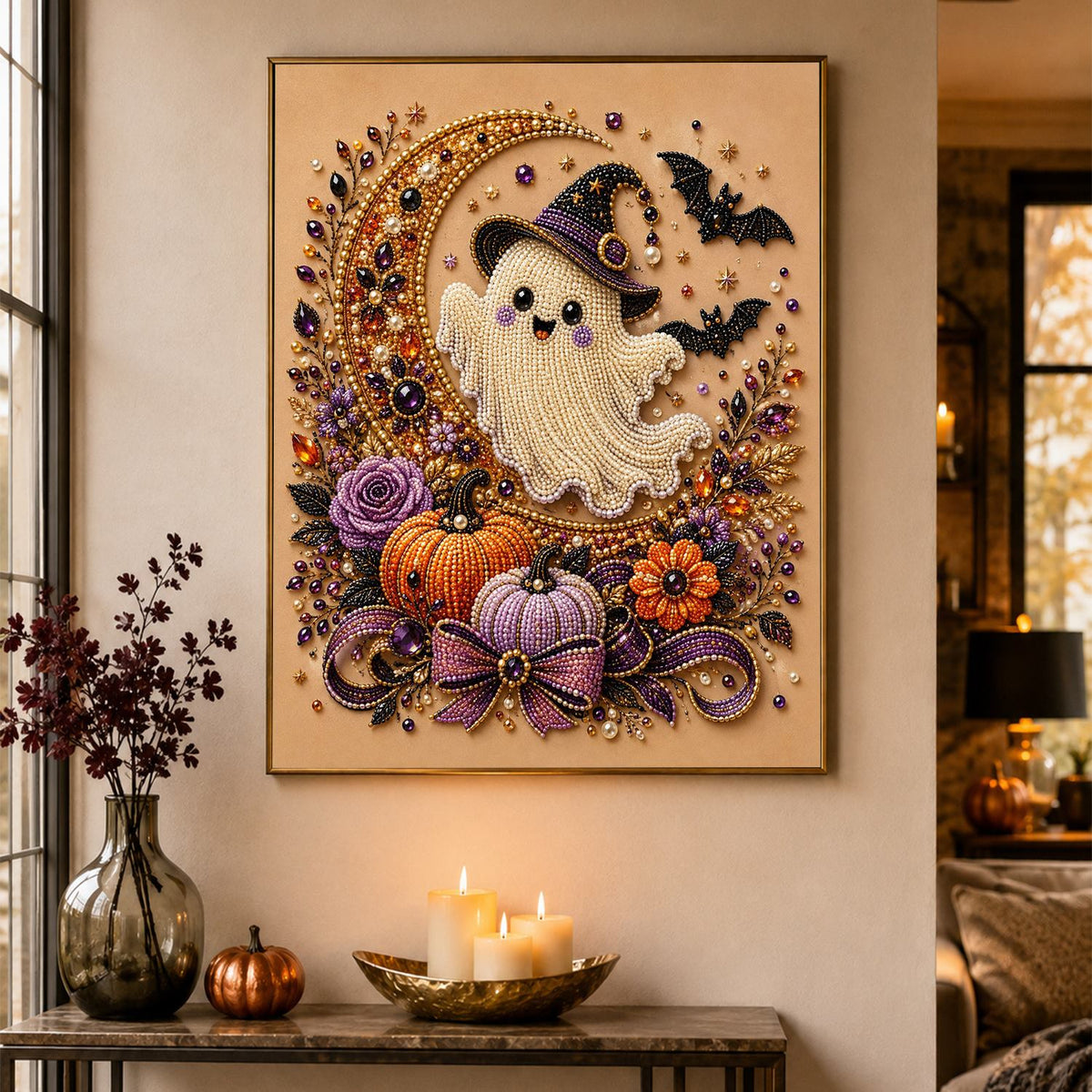 Ghost Cradled in the Crescent pearl painting – image 4