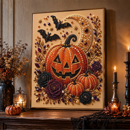 Grinning Jack-O'-Lantern and Bats pearl painting – image 5