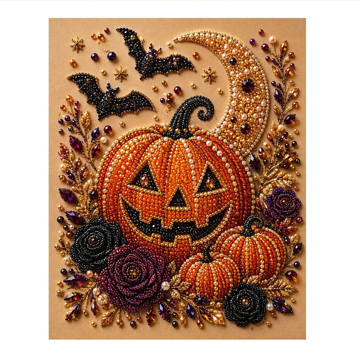 Grinning Jack-O'-Lantern and Bats pearl painting – image 11
