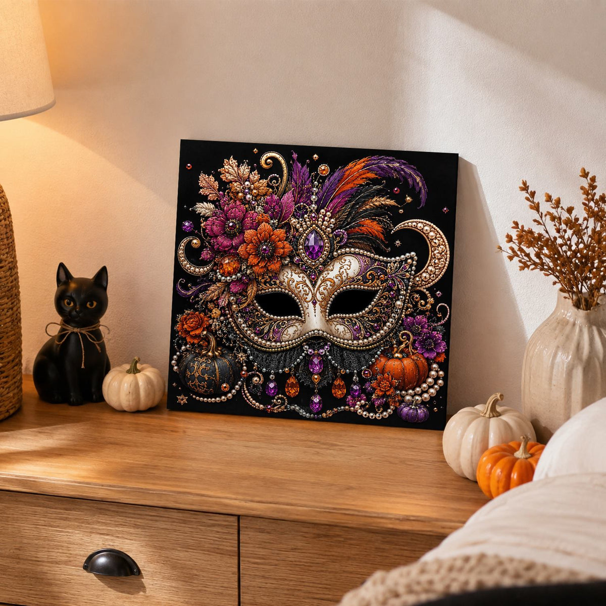 Feathered Masquerade Mask pearl painting – image 2