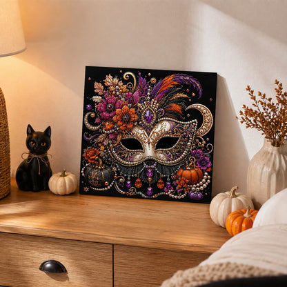 Feathered Masquerade Mask pearl painting – image 2