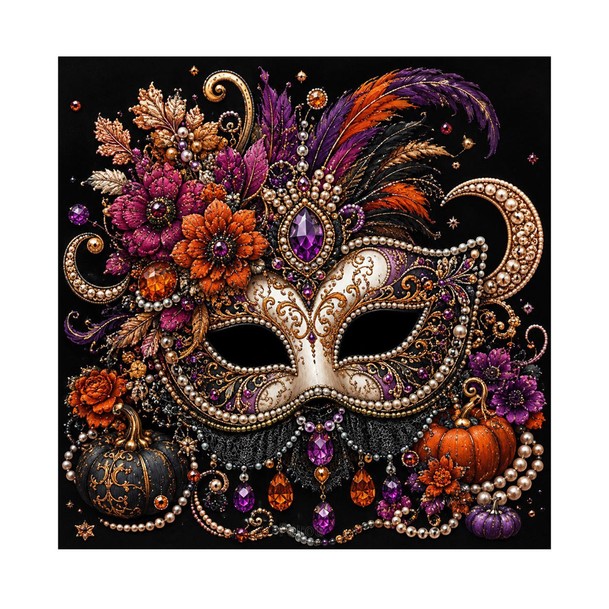 Feathered Masquerade Mask pearl painting – image 11