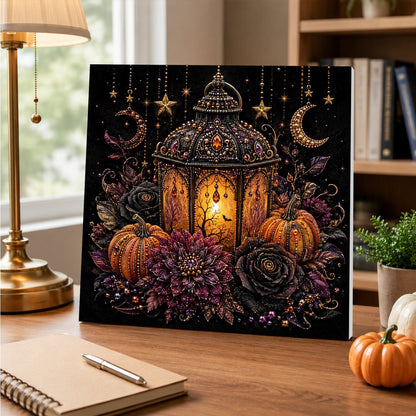 Moroccan Lantern with Black Roses pearl painting – image 5
