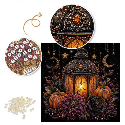 Moroccan Lantern with Black Roses pearl painting – image 6