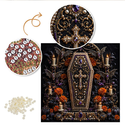 Candlelit Gothic Coffin pearl painting – image 6