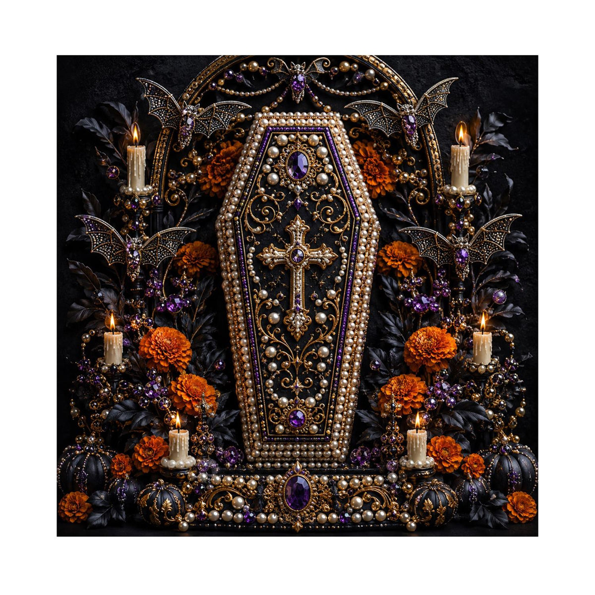 Candlelit Gothic Coffin pearl painting – image 11