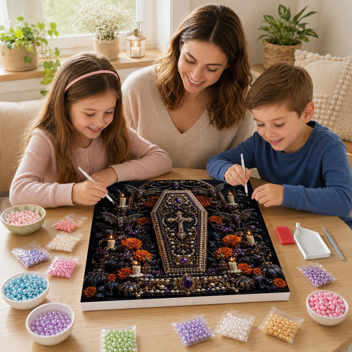 Candlelit Gothic Coffin pearl painting – image 15