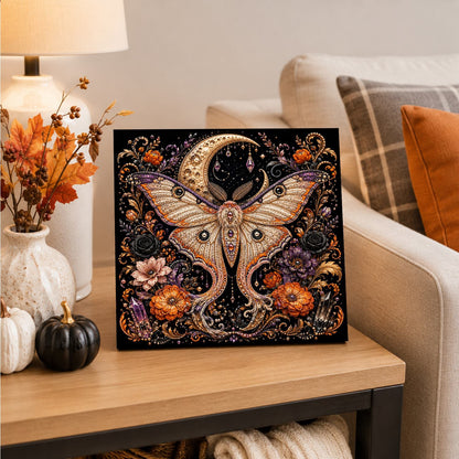 Luna Moth Beneath the Crescent pearl painting – image 4