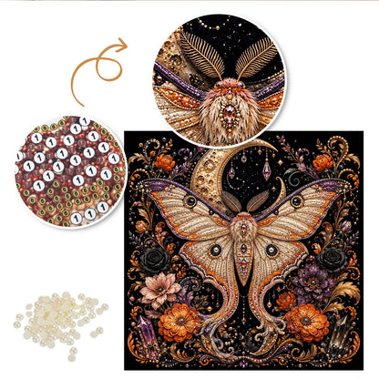 Luna Moth Beneath the Crescent pearl painting – image 6