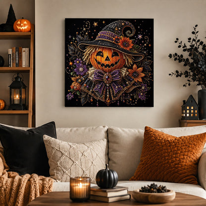Jack-O'-Lantern in a Witch Hat pearl painting – image 3