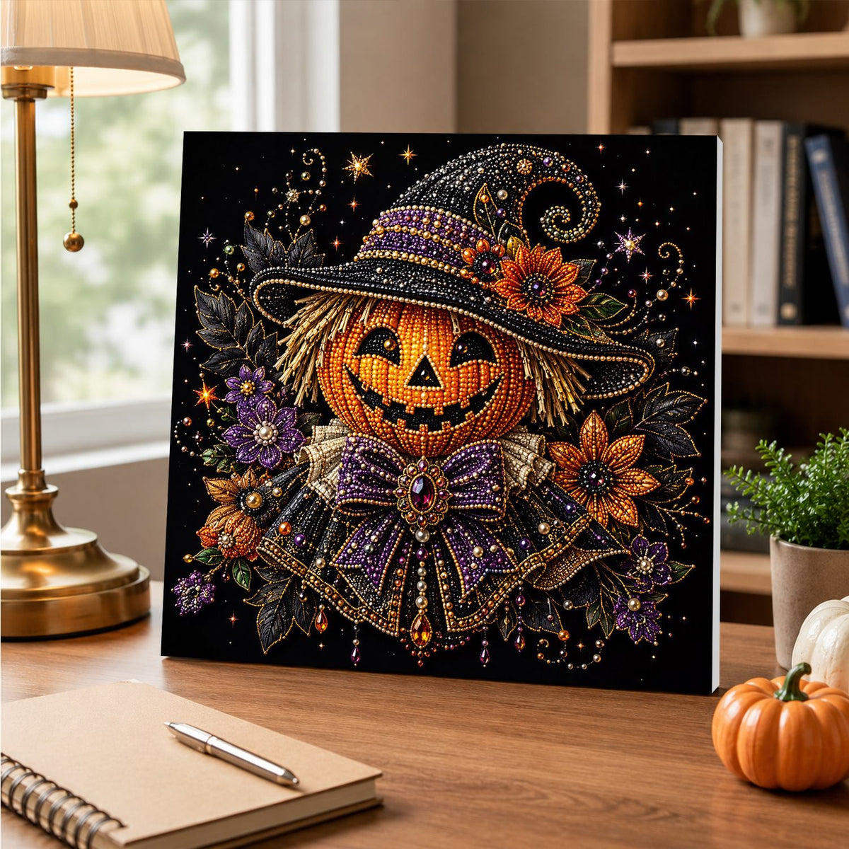 Jack-O'-Lantern in a Witch Hat pearl painting – image 5