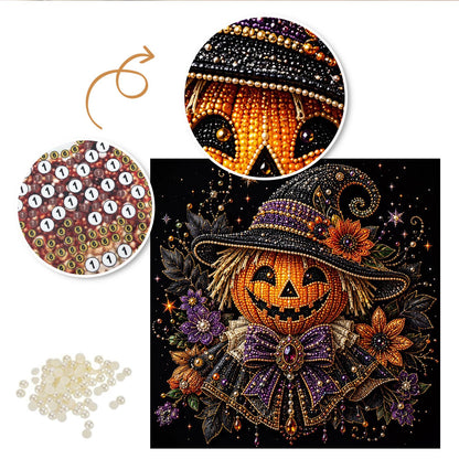 Jack-O'-Lantern in a Witch Hat pearl painting – image 6